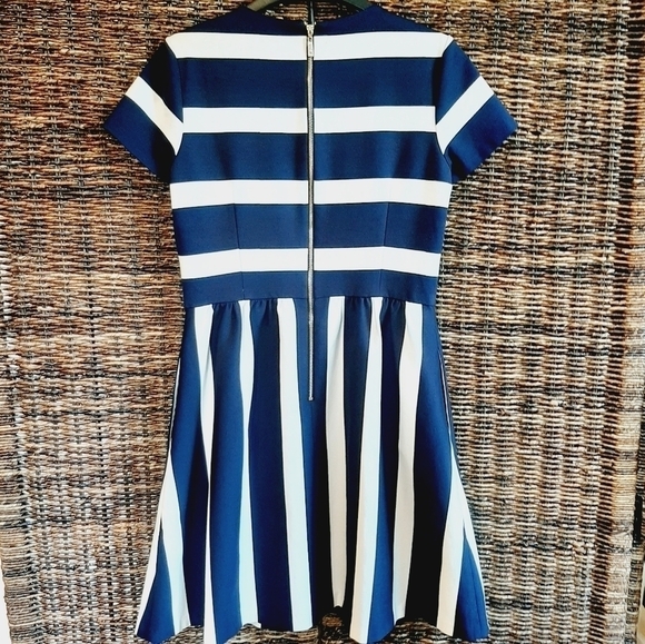 Eliza J Fit & Flare Striped Preppy Mini Dress Navy Blue 10 Tenniscore Tennis - Picture 6 of 13